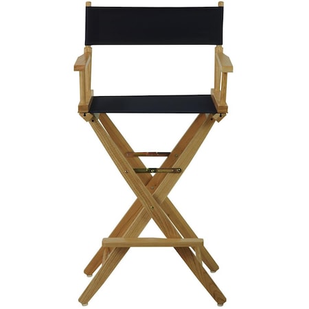 American Trail 206-30-032-10 30 in. Extra-Wide Premium Directors Chair, Natural Frame with Navy Color Cover 206-30/032-10